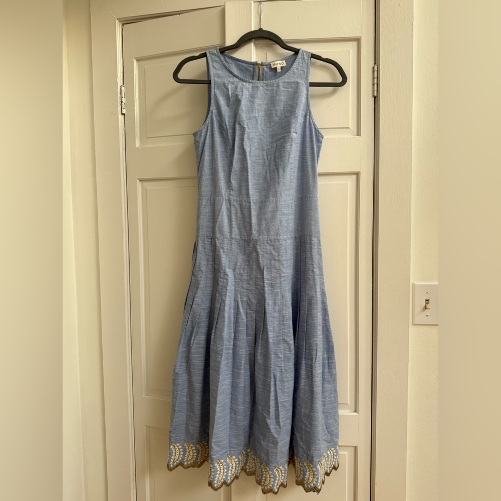SUNO Blue Sleeveless Dress